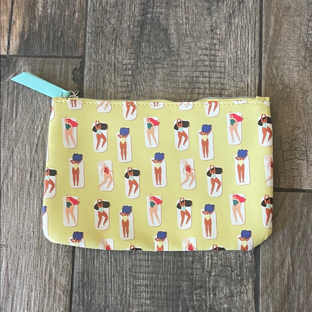 ipsy Yellow Cosmetic Bag with Colorful Pattern